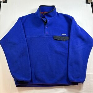 Vintage Patagonia Synchilla Fleece Snap-T Pullover Jacket Blue Men's Size M Mex
